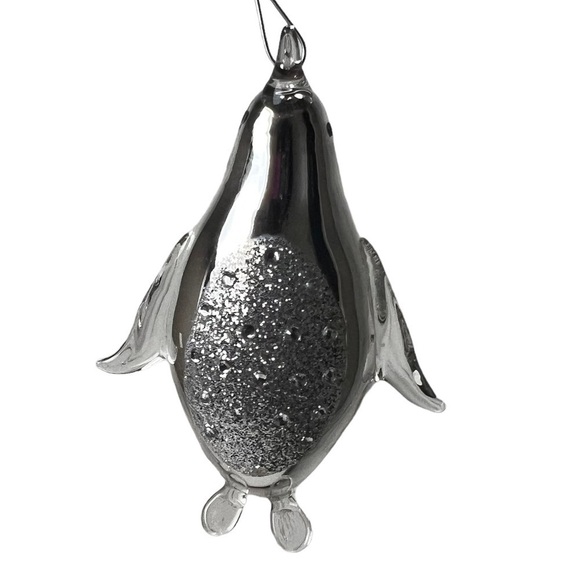 Penguin Macy's Holiday Lane Ornament Silver Bells Glass Penguin Swimming Penguin - Picture 3 of 10
